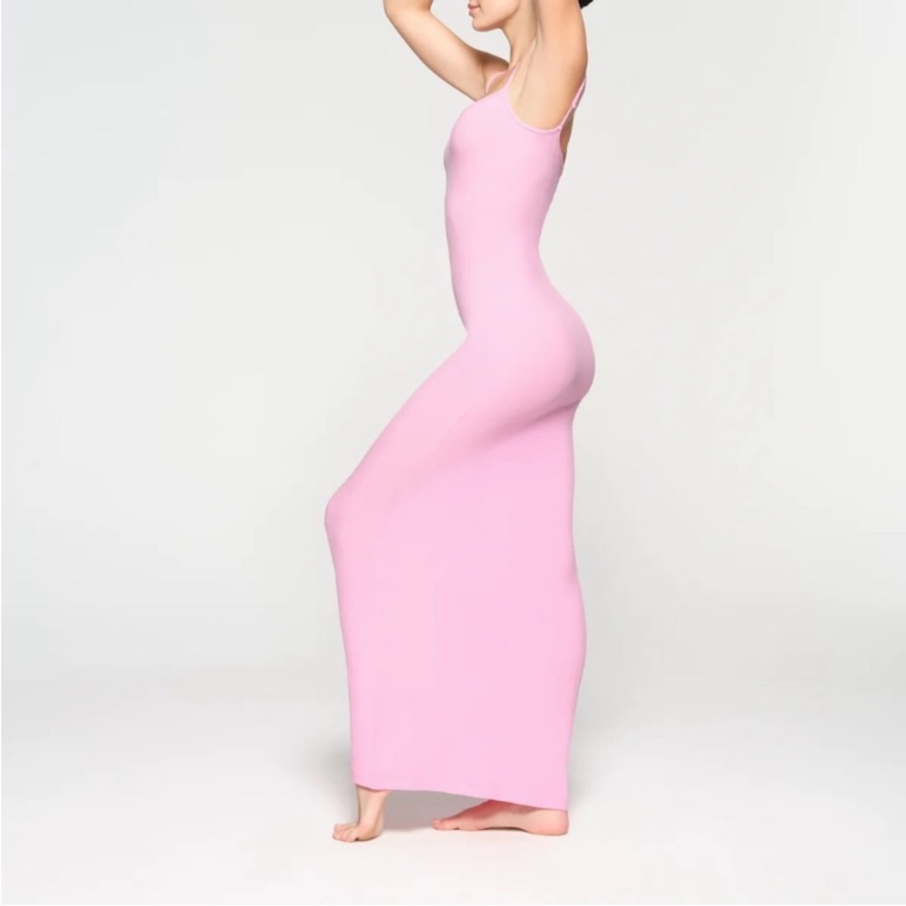 RARE skims bubble gum pink soft lounge slip dress cotton candy - Picture 5 of 6